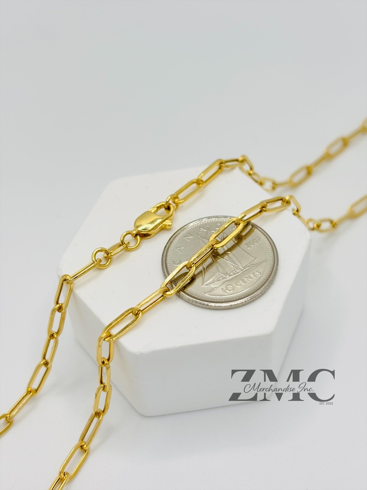 18K Gold Paperclip Chain  7 mm Link