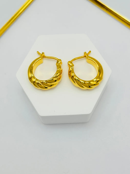18K Gold Loop Earrings (Electroform)