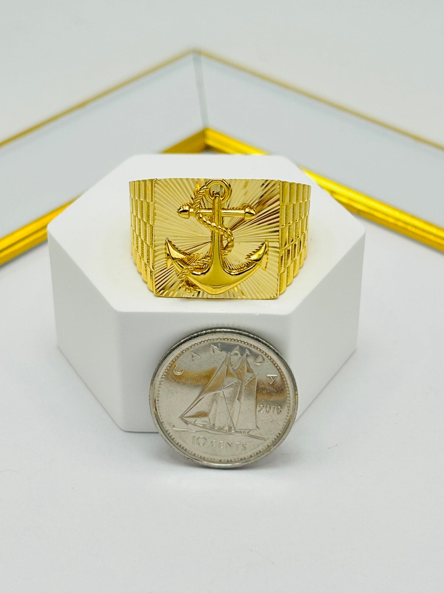 18K Gold Men's Anchor Ring