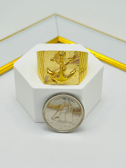 18K Gold Men's Anchor Ring