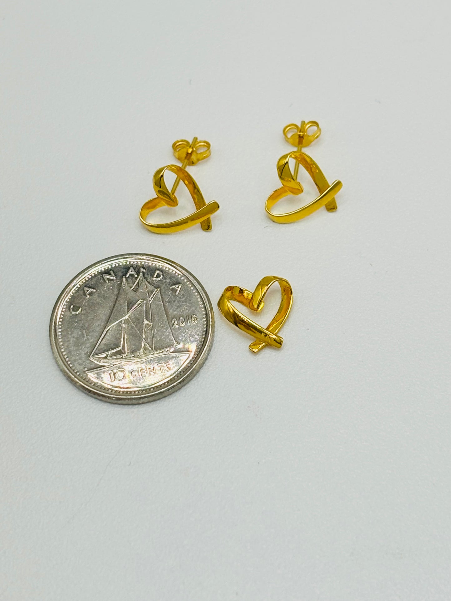 18K Gold Open Heart Small Earrings & Pendant Set