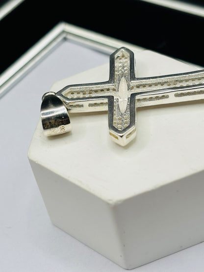 S925 Silver Big Stone Cross Pendant