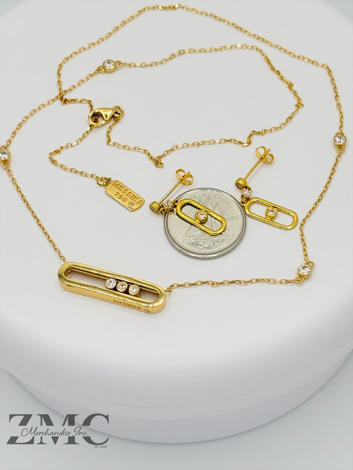 18K Gold Necklace and Earrings Set