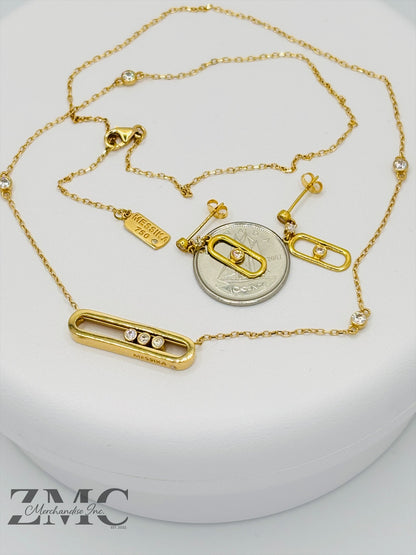 18K Gold Necklace and Earrings Set