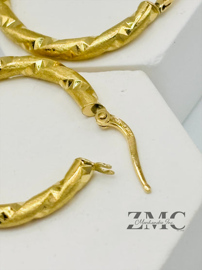 18K Gold Twisted Loop Earrings