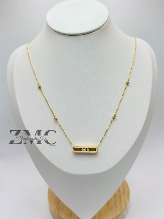 18K Gold Attached Stone Necklace with Stone