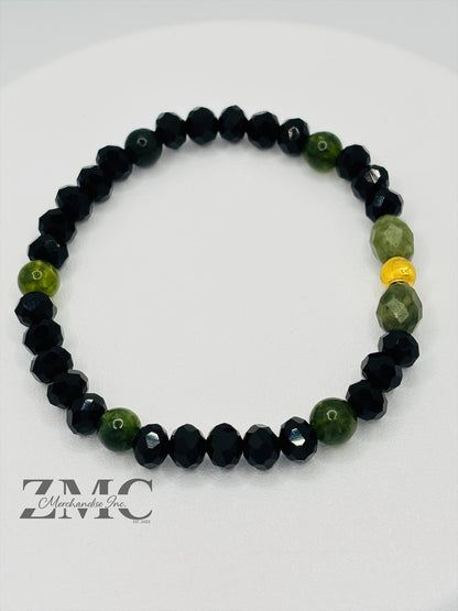 18K Gold Cats Eye Ball with Jade Stone