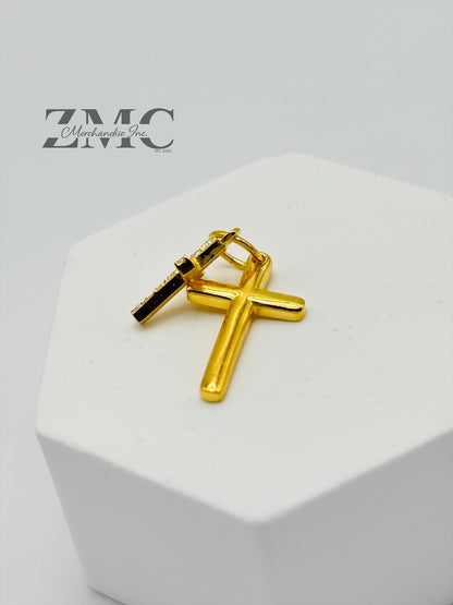18K Gold Double Cross Pendant