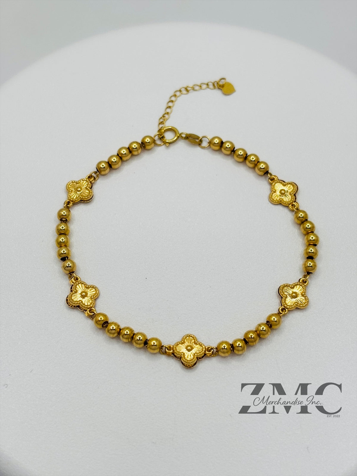 18K Gold Clover Ball Braclet