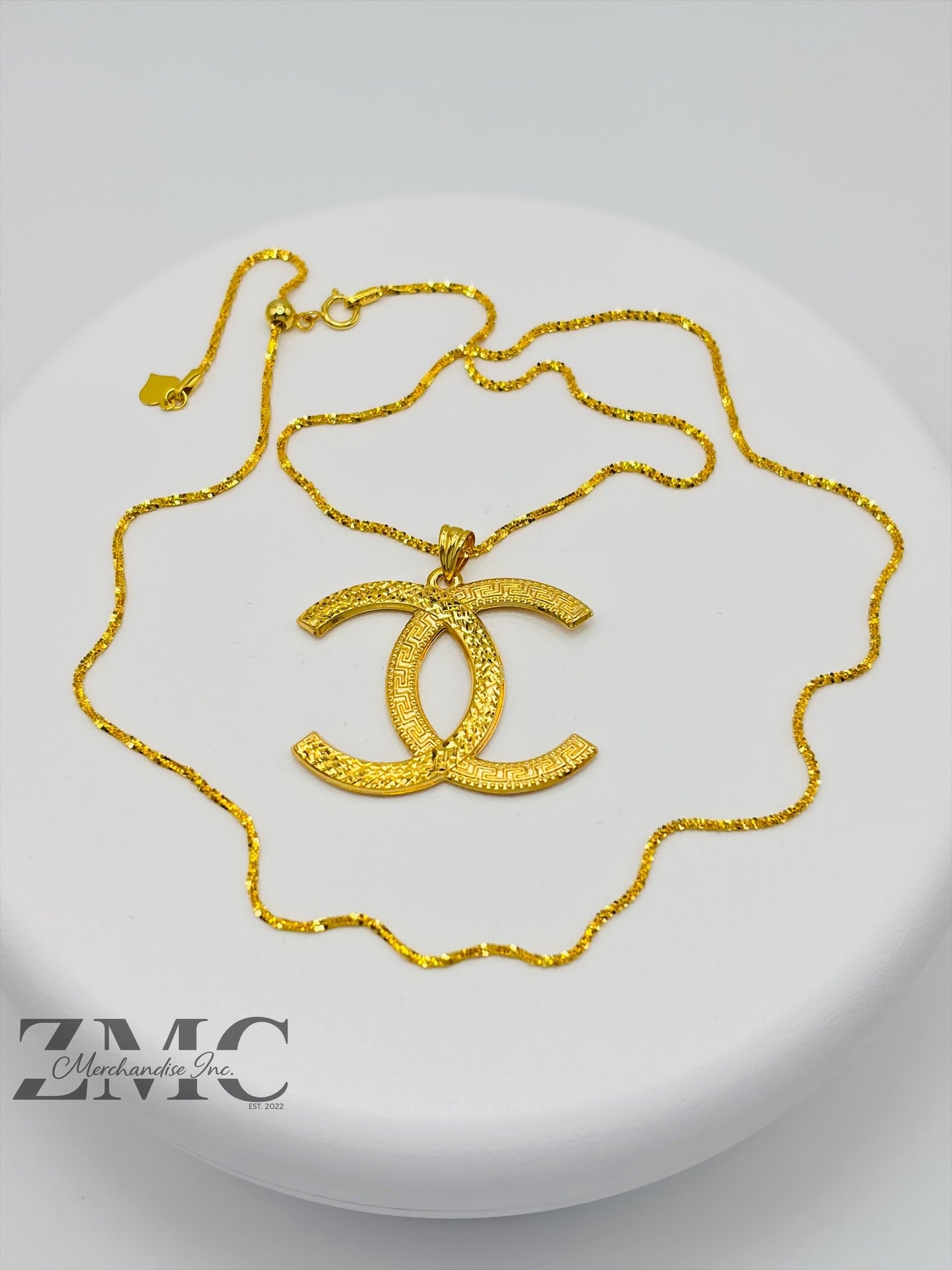 18K Gold C Necklace Slider