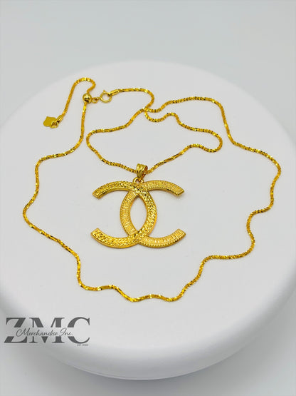 18K Gold C Necklace Slider