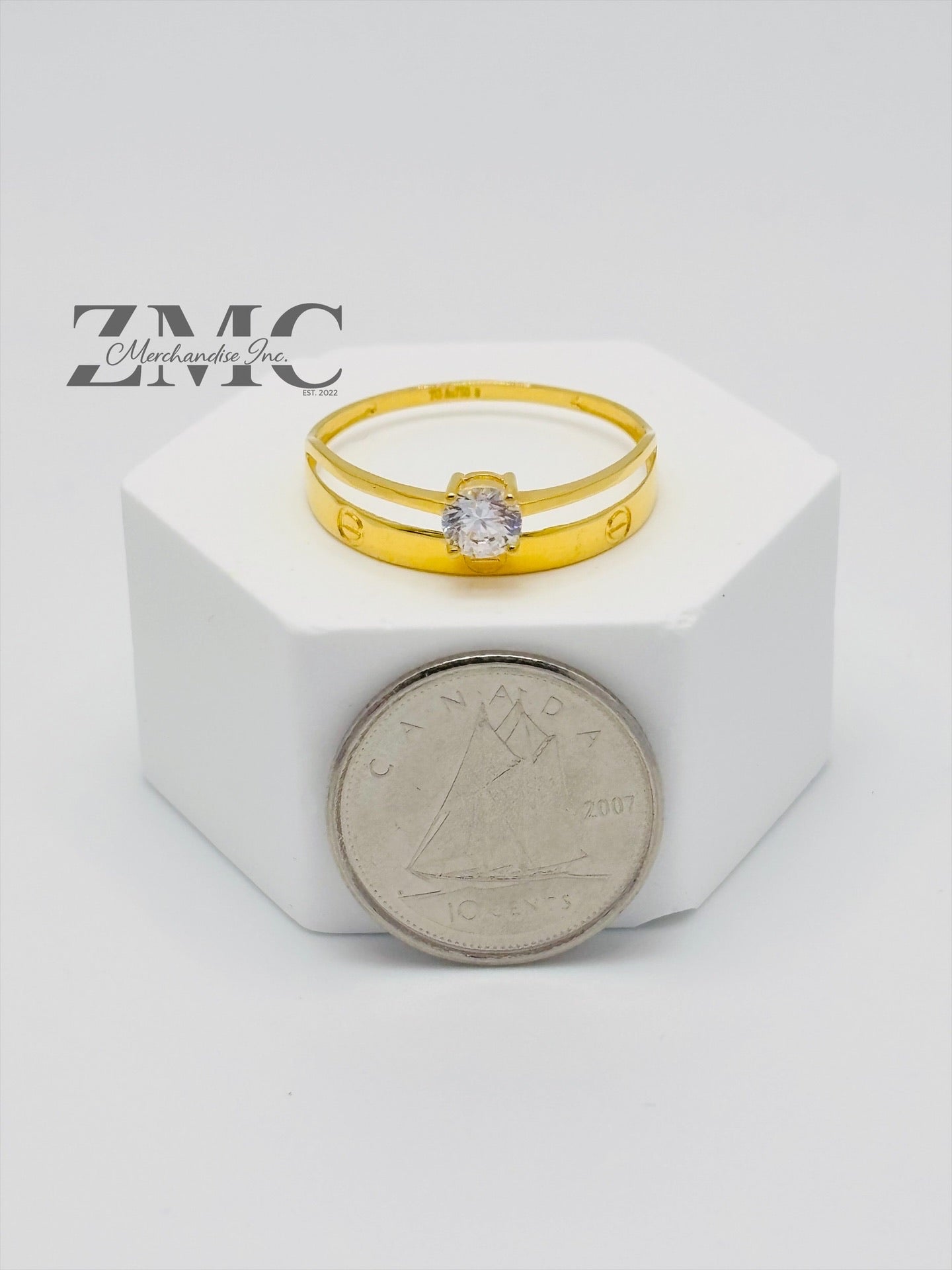 18K Gold Wedding Band with Stone Ring
