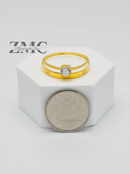 18K Gold Wedding Band with Stone Ring