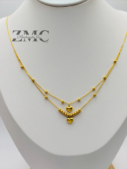 18K Gold Layered Heart Ball Necklace