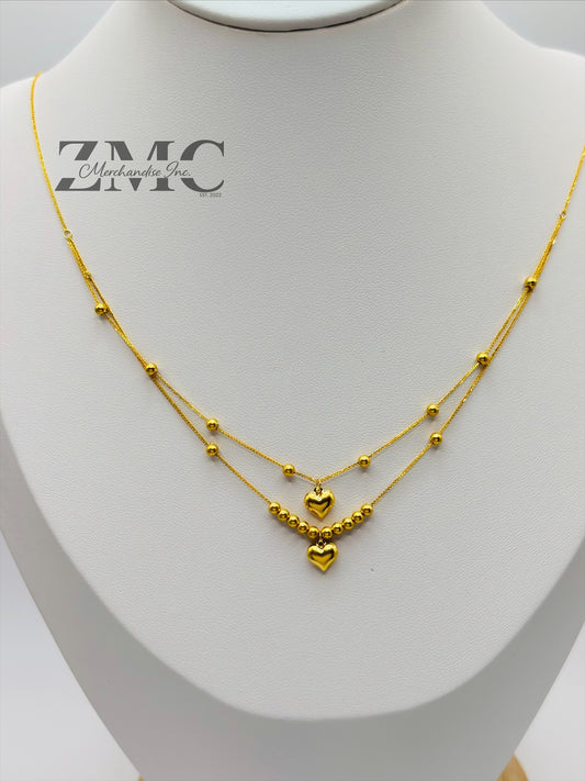 18K Gold Layered Heart Ball Necklace