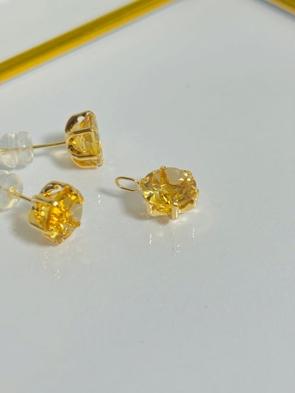 K18 Japan Gold Natural Citrine Earrings and Pendant Set