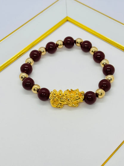 18K Gold  Lucky Piyao/ Pi Xiu Bracelet Red Gold ( Hollow Empty Inside) Extra Large Size