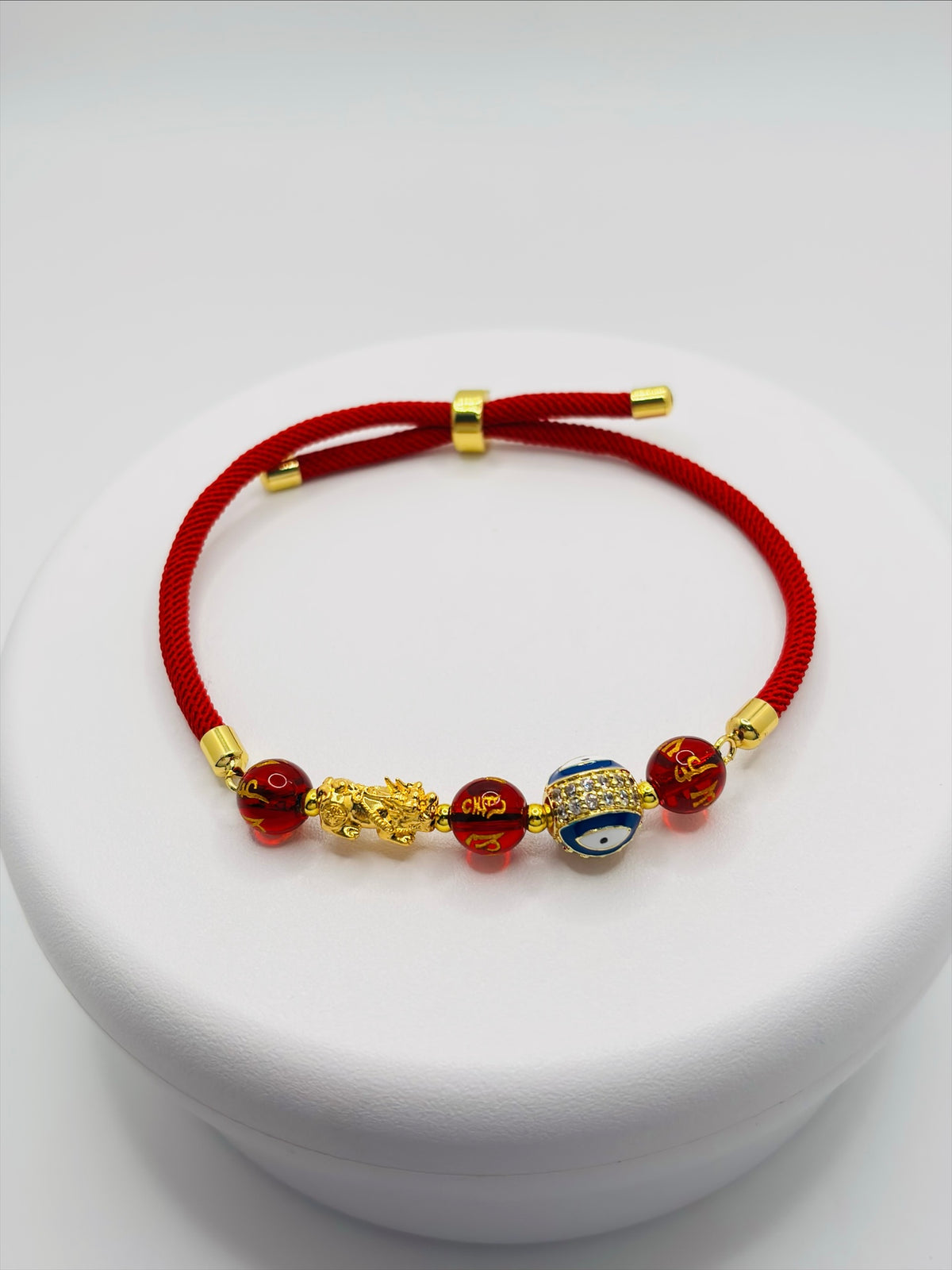 18K Gold Lucky Piyao/ Pi Xiu Evil Eye Mantra String Bracelet ( Hollow Empty Inside) Small