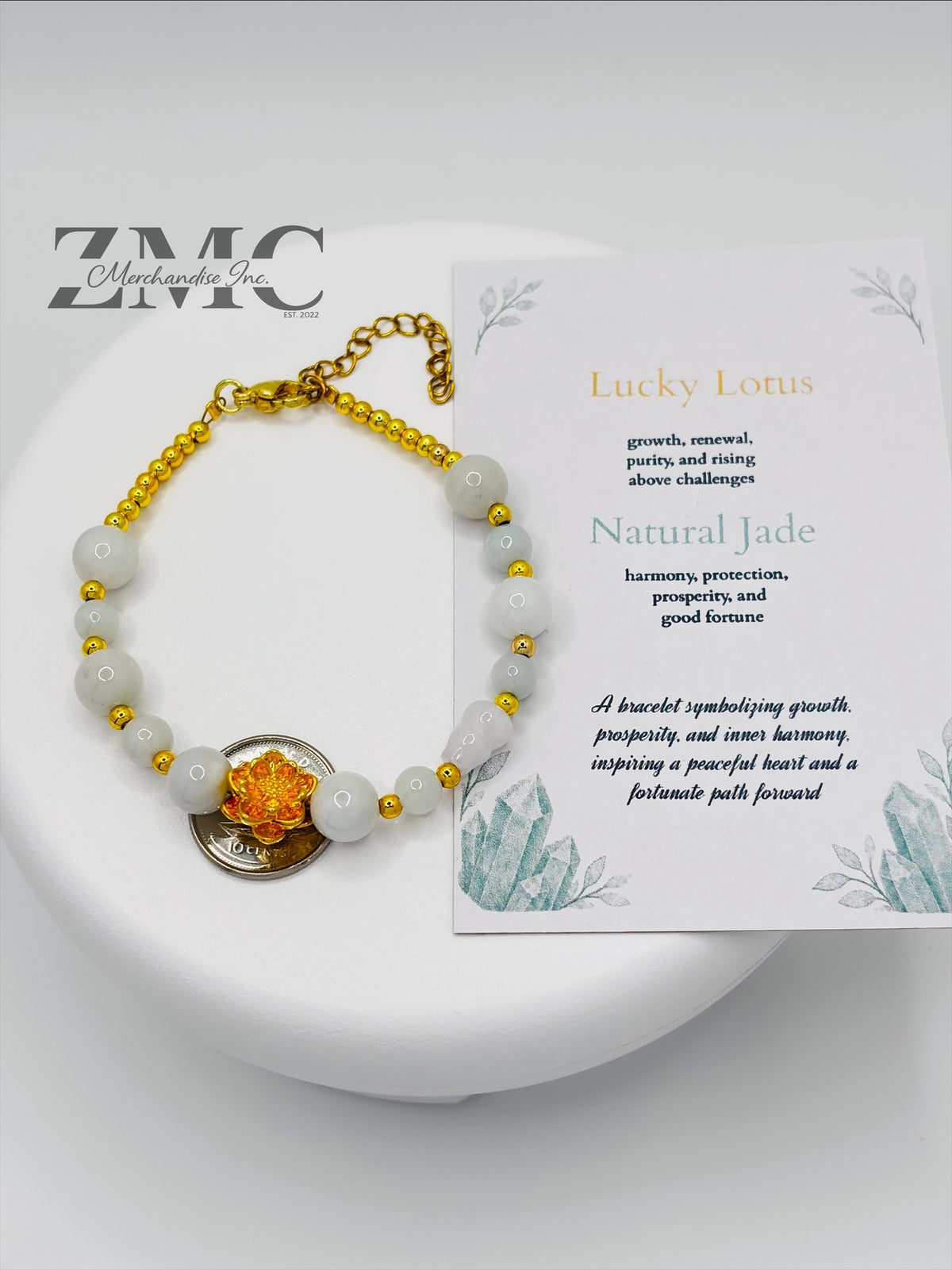 18K Gold Lucky Koi Fish Bracelet Jade Hulu Stone ( Hollow Empty Inside)