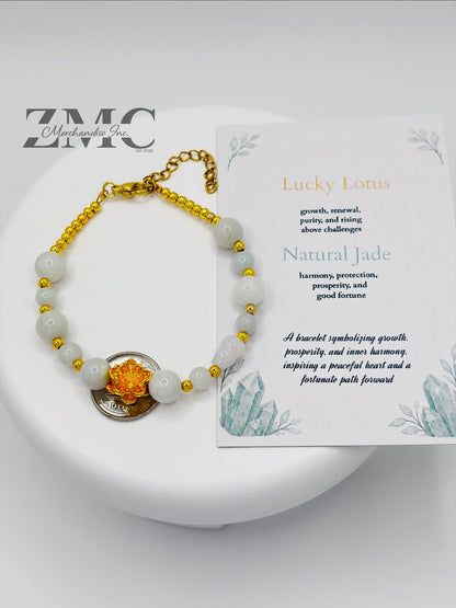 18K Gold Lucky Koi Fish Bracelet Jade Hulu Stone ( Hollow Empty Inside)