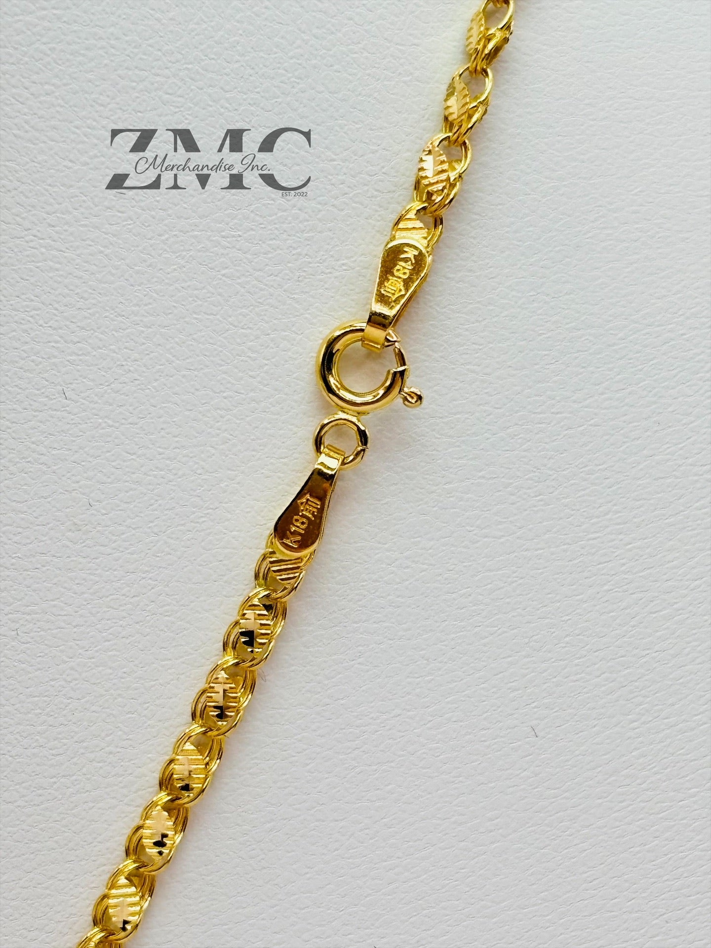 18K Gold Slim Damascus Cross Necklace