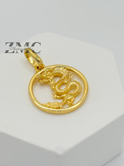 18K Gold Dragon Pendant