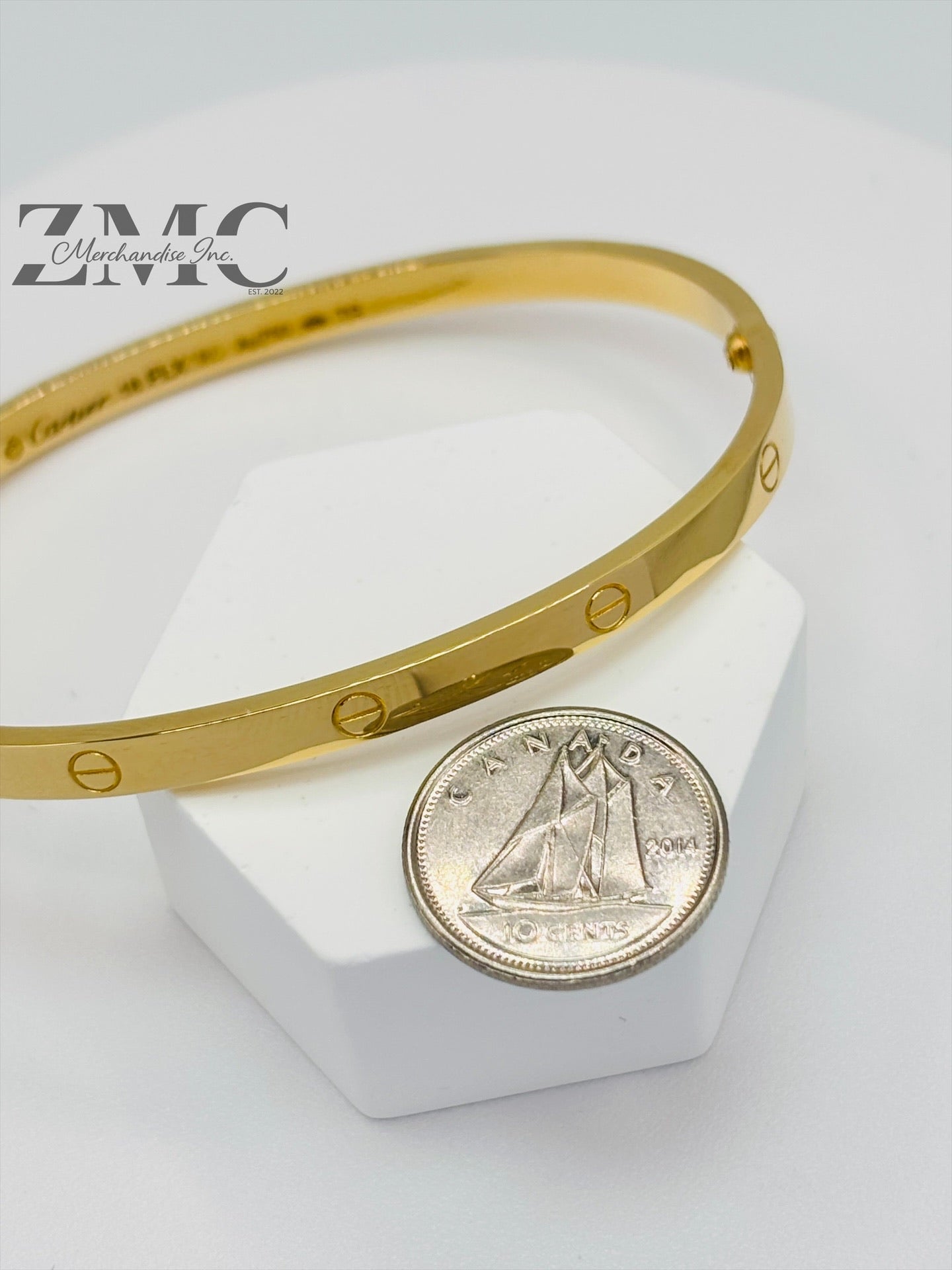 18K Gold Slim Screw Bangle