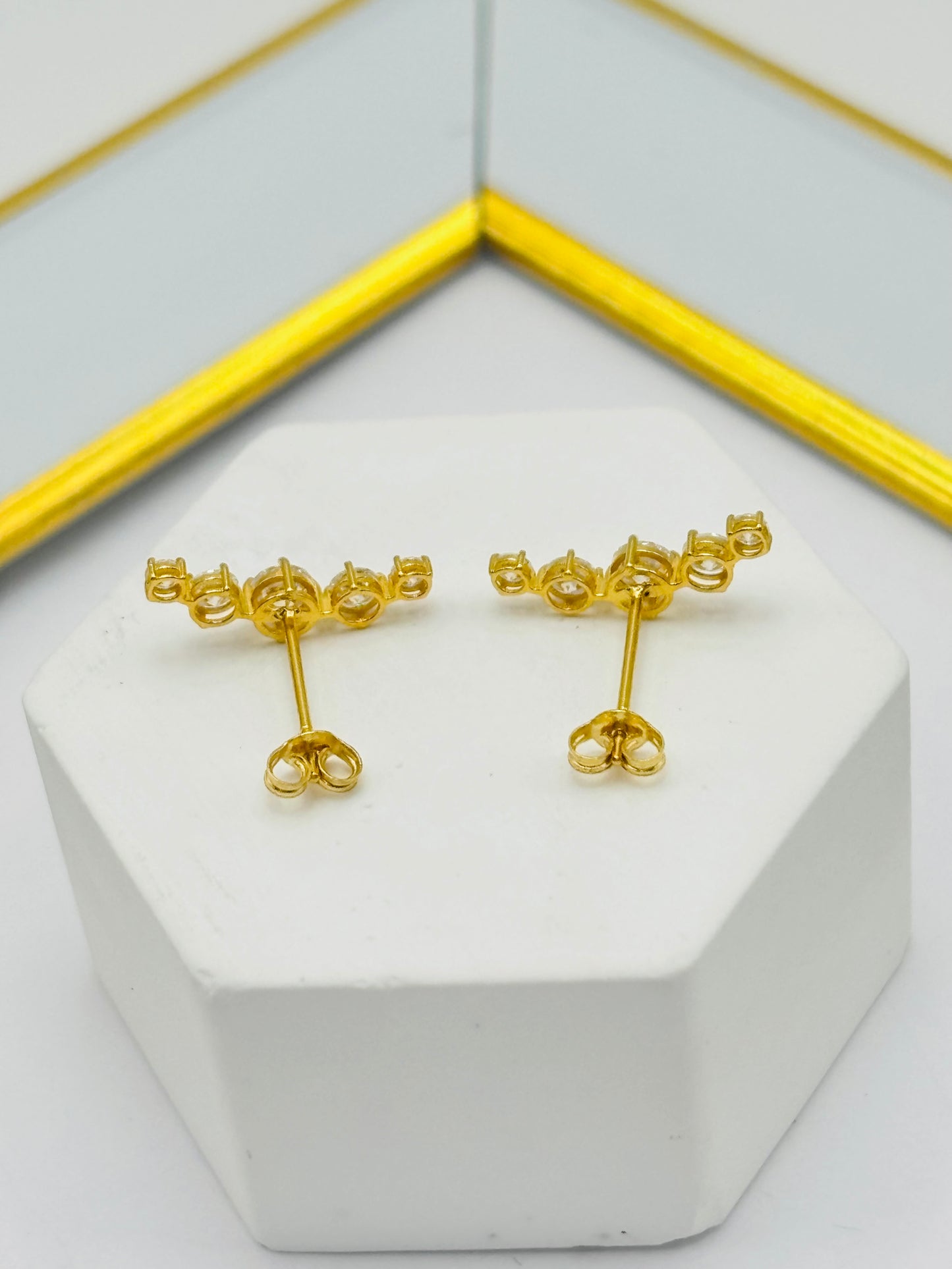18K Gold Ear Climber Moissanite Diamond Earrings