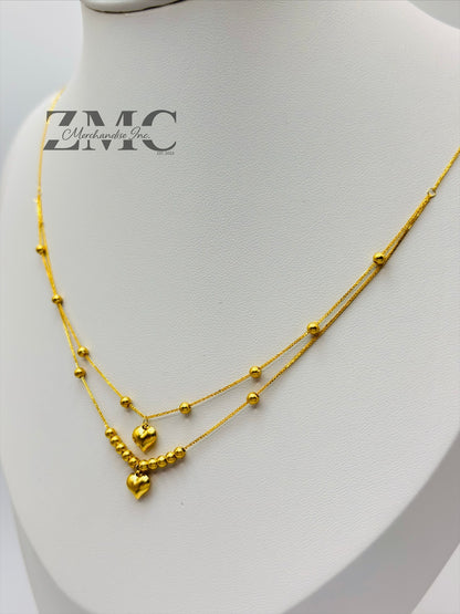 18K Gold Layered Heart Ball Necklace