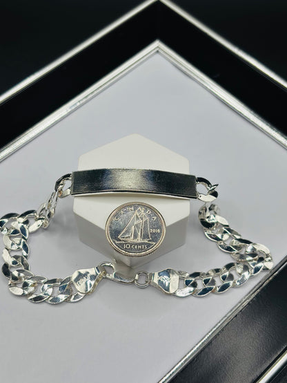 S925 Silver Name Flat Curb Bracelet