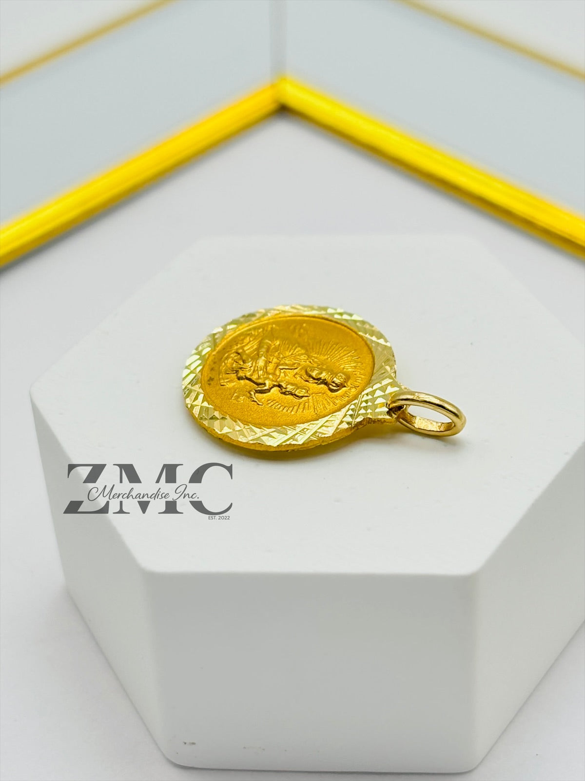 18K Gold Back to Back Religious Pendant