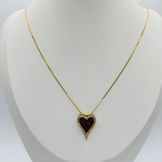 K18 Japan Gold Natural Diamond 0.40ct and Ruby 0.60ct Necklace