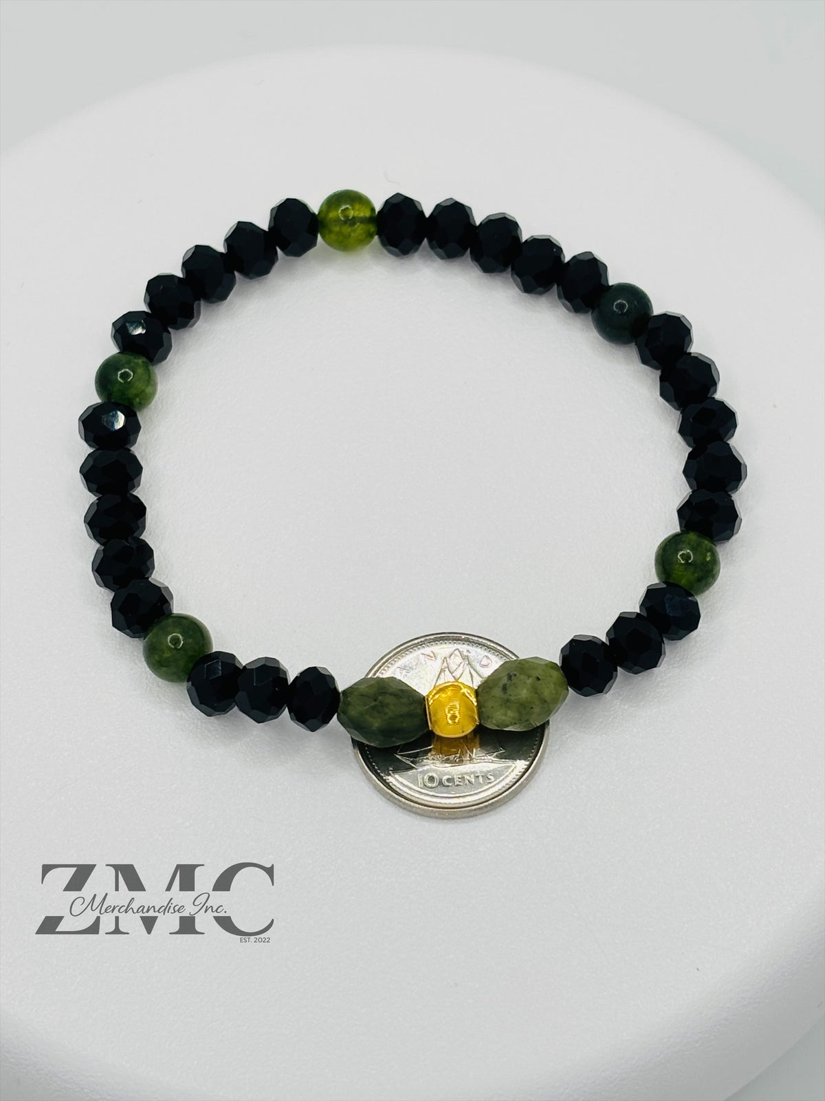 18K Gold Cats Eye Ball with Jade Stone