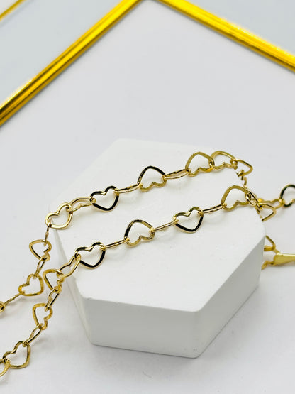 18K Gold Heart Necklace/Chain 4mm
