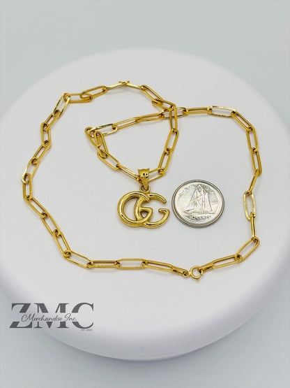 18K Gold Paperclip G Necklace