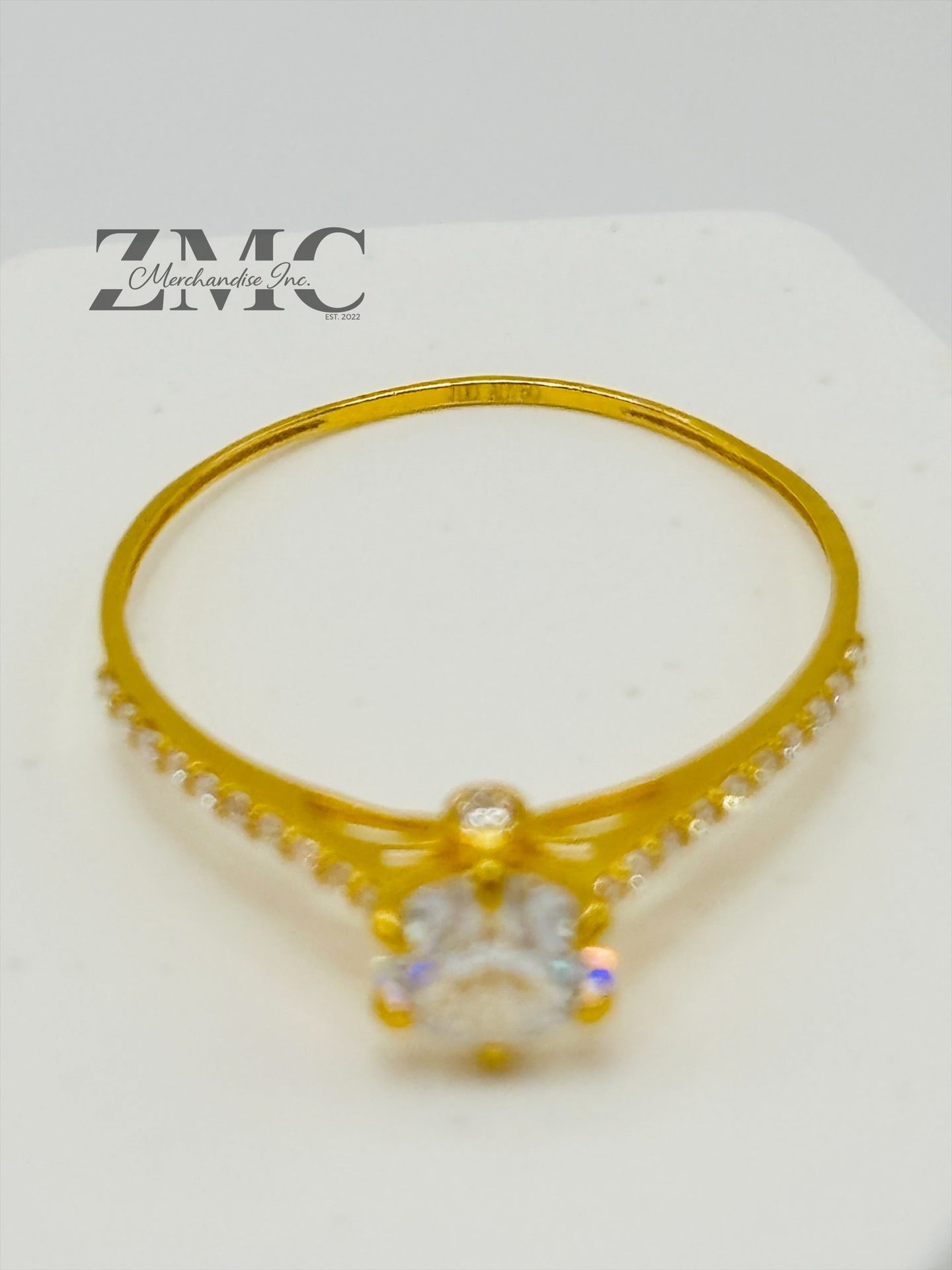 18K Gold Moissanite Diamond Round Ring