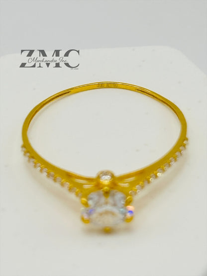 18K Gold Moissanite Diamond Round Ring