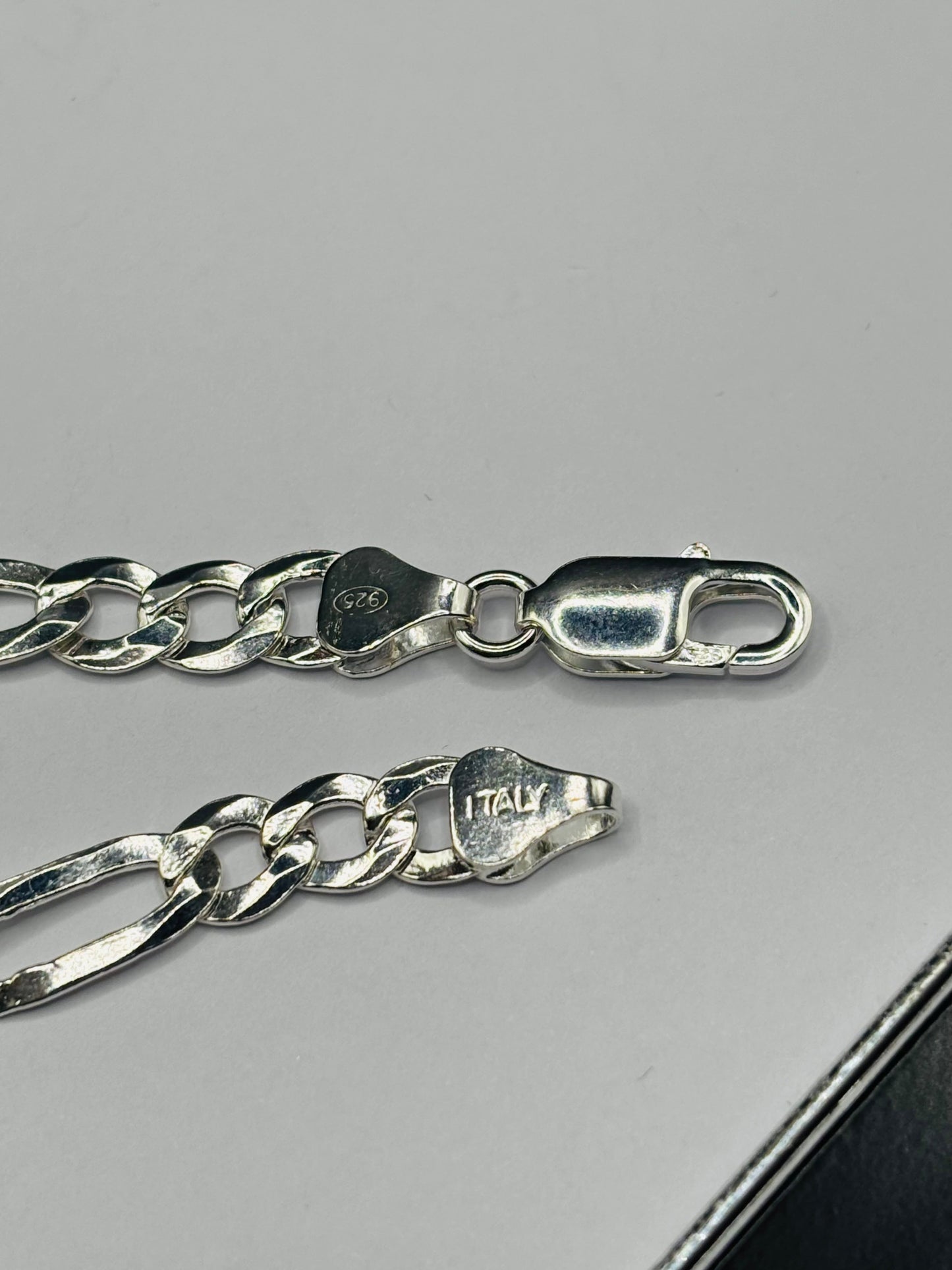 S925 Silver Name Figaro Bracelet 7mm