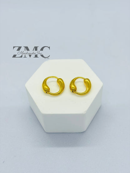 18K Gold Teardrop Loop Earrings Huggies