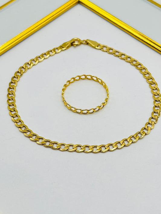 18K Gold Bracelet and Ring Set