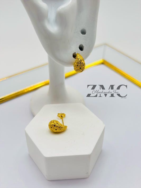 18K Gold Net Teardrop Earrings