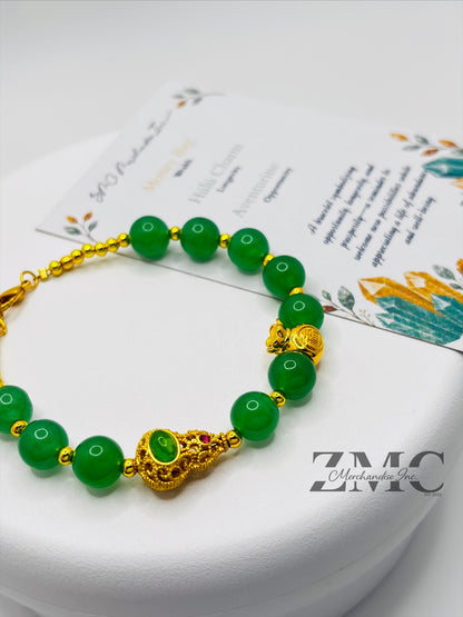 18K Gold  Lucky Money Bag, Hulu Aventurine Stone  ( Hollow Empty Inside)