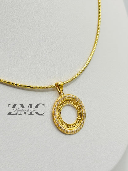 18K Gold Omega Circle Necklace