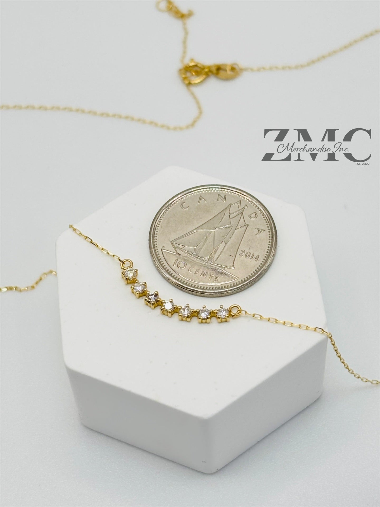 18K Gold Attached 7 Stone Necklace 0.168 carat Natural Diamond