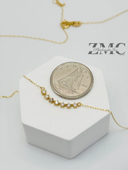 18K Gold Attached 7 Stone Necklace 0.168 carat Natural Diamond