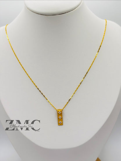 18K Gold 3 Stone Necklace