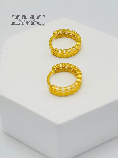 18K Gold Kids Huggies Money Catcher Earrings