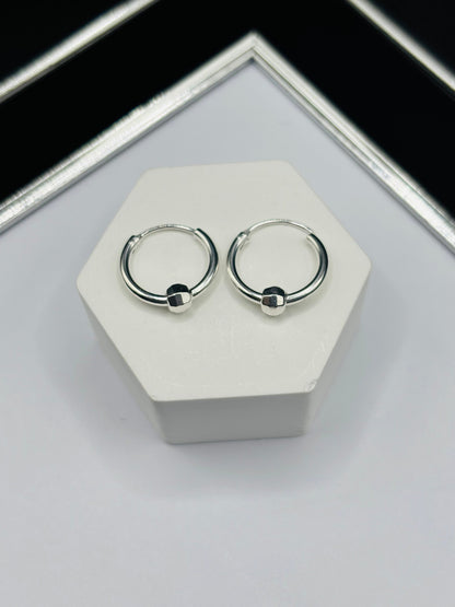 S925 Silver Plain Ball Loop Earrings