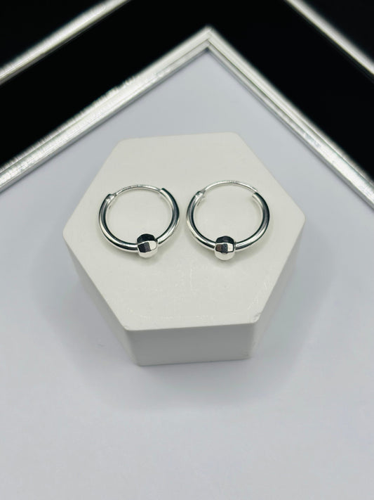 S925 Silver Plain Ball Loop Earrings