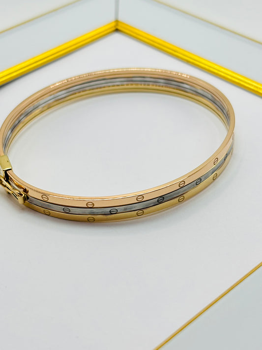 K18 Japan Gold Tri-color Clip Bangle (Please Read the Description)